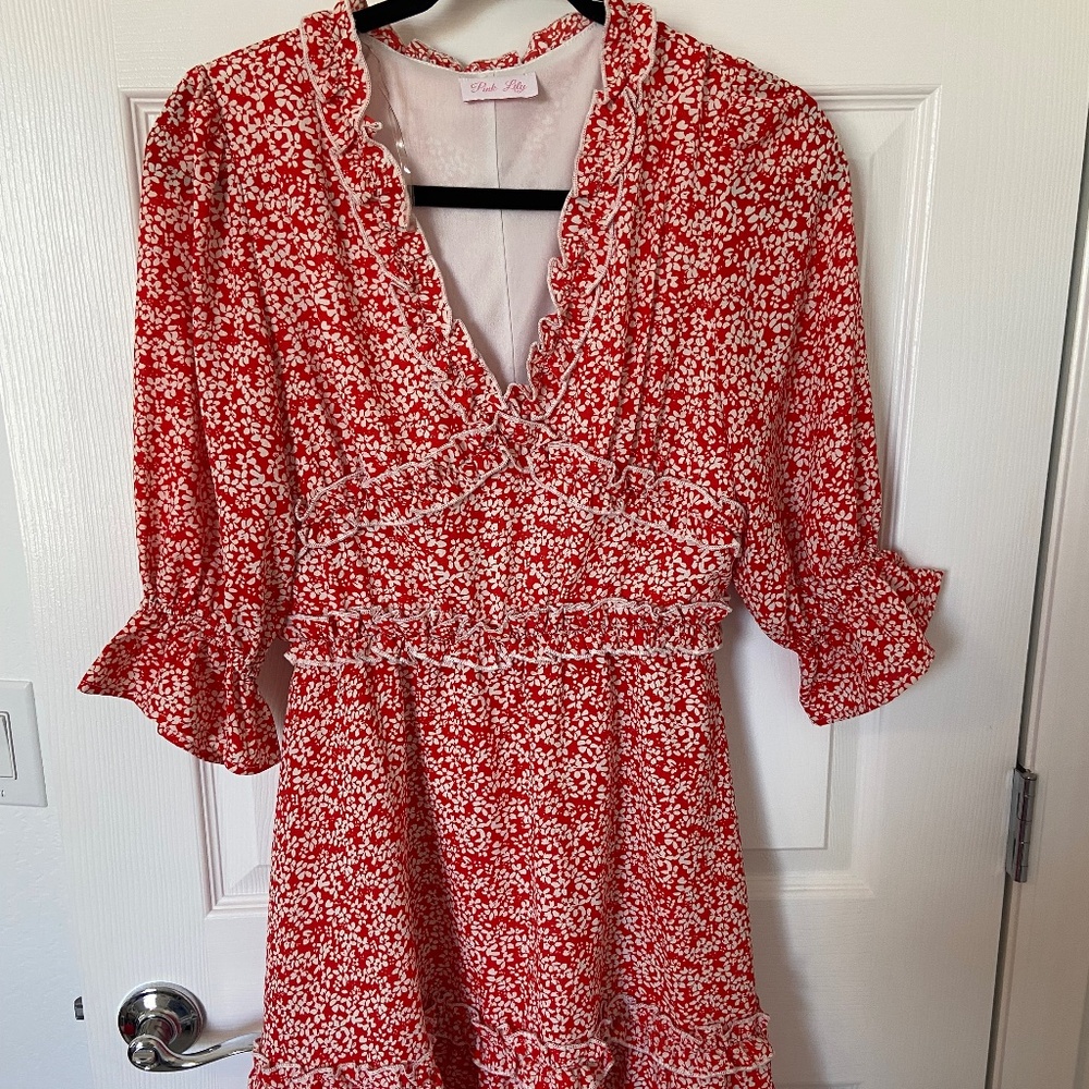 Pink lily floral dress